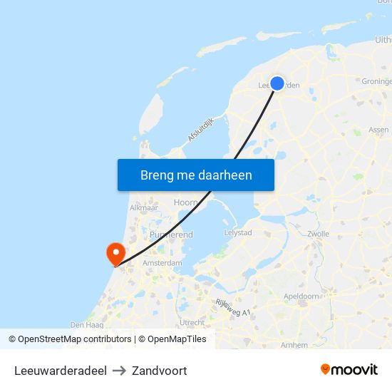 Leeuwarderadeel to Zandvoort map