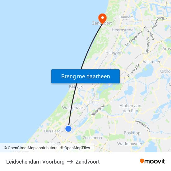 Leidschendam-Voorburg to Zandvoort map