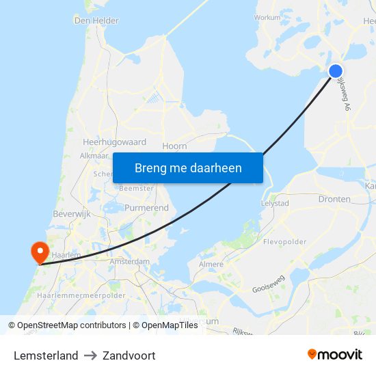 Lemsterland to Zandvoort map