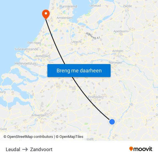 Leudal to Zandvoort map