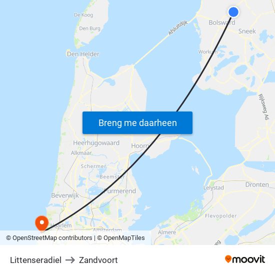 Littenseradiel to Zandvoort map