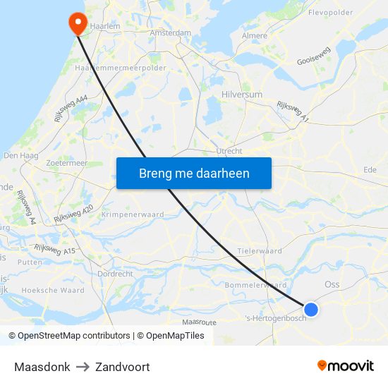 Maasdonk to Zandvoort map