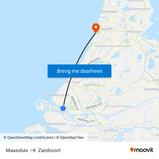 Maassluis to Zandvoort map
