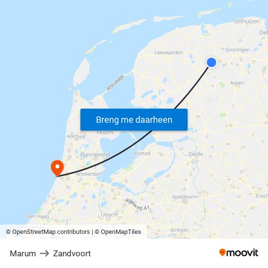 Marum to Zandvoort map