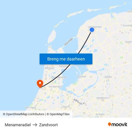 Menameradiel to Zandvoort map