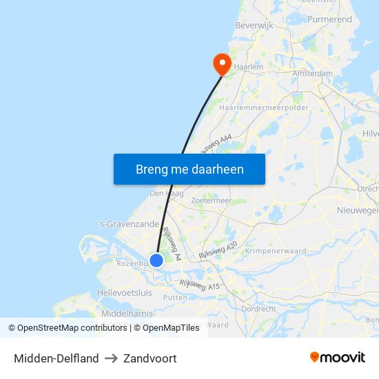 Midden-Delfland to Zandvoort map