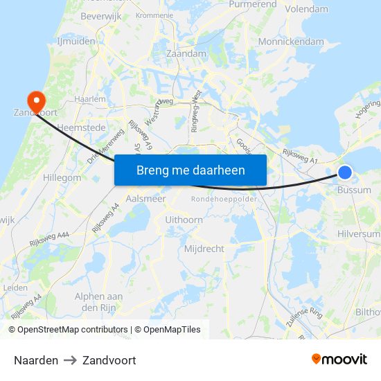 Naarden to Zandvoort map
