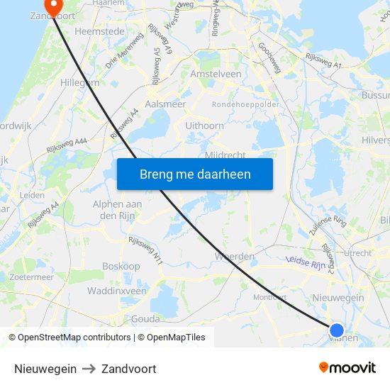 Nieuwegein to Zandvoort map