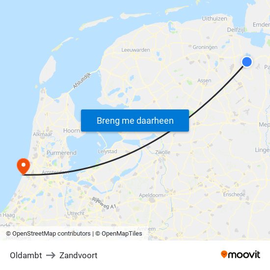 Oldambt to Zandvoort map
