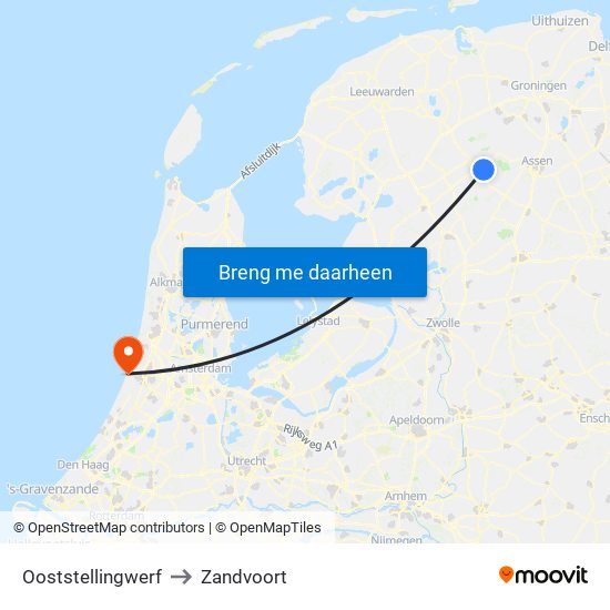 Ooststellingwerf to Zandvoort map