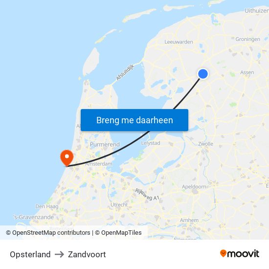 Opsterland to Zandvoort map