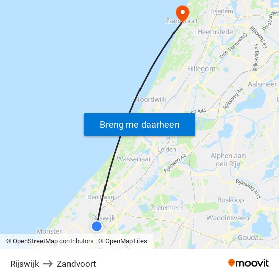 Rijswijk to Zandvoort map