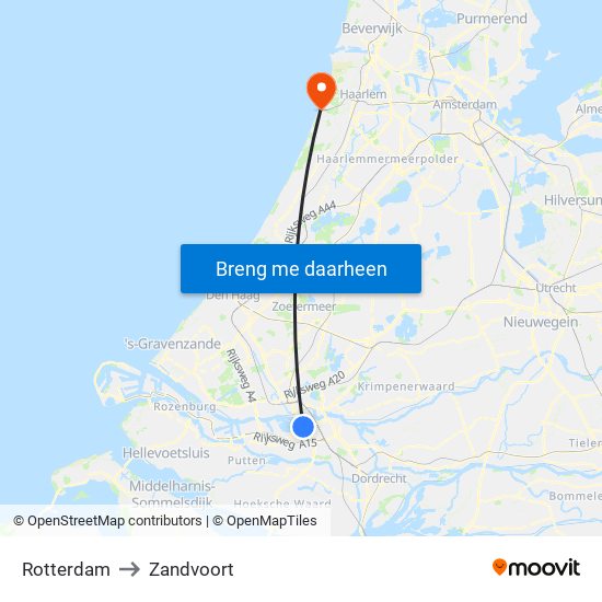 Rotterdam to Zandvoort map