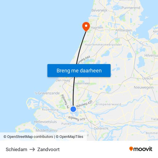 Schiedam to Zandvoort map