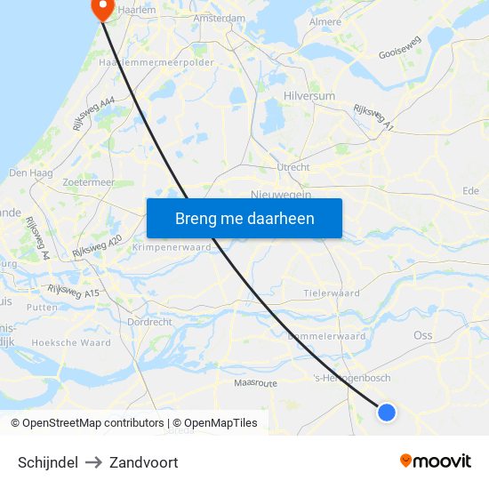 Schijndel to Zandvoort map