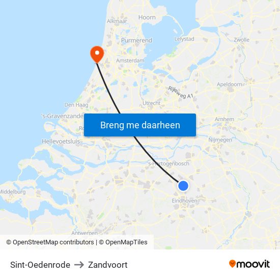 Sint-Oedenrode to Zandvoort map