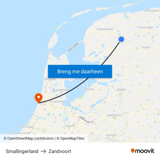 Smallingerland to Zandvoort map