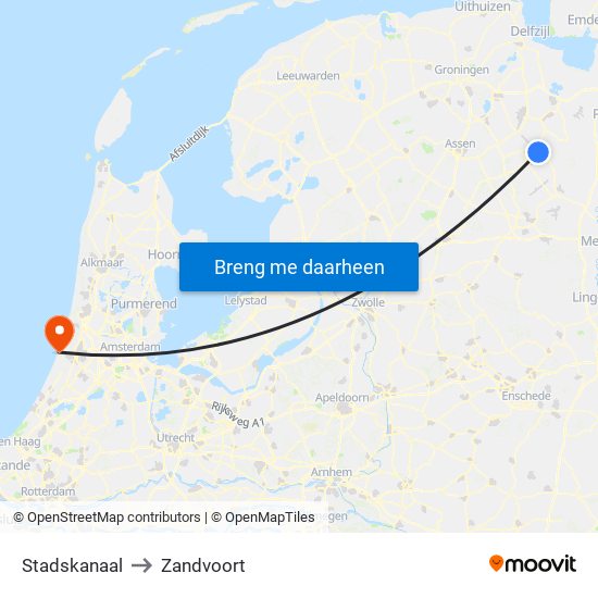 Stadskanaal to Zandvoort map