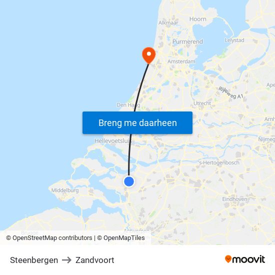 Steenbergen to Zandvoort map