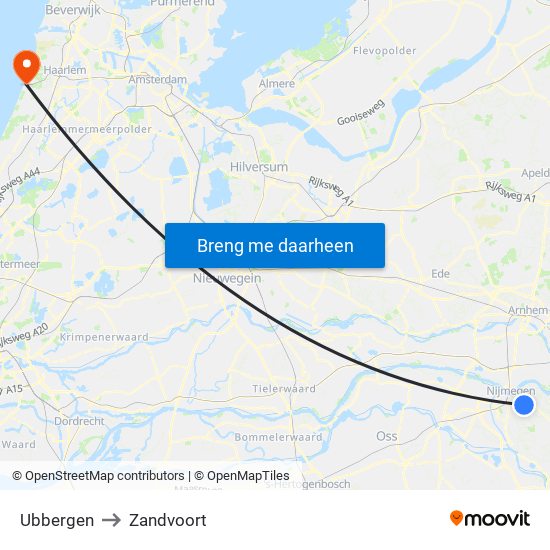 Ubbergen to Zandvoort map