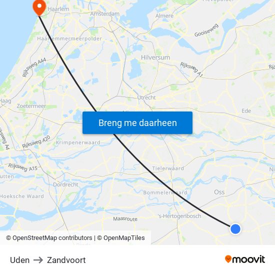Uden to Zandvoort map