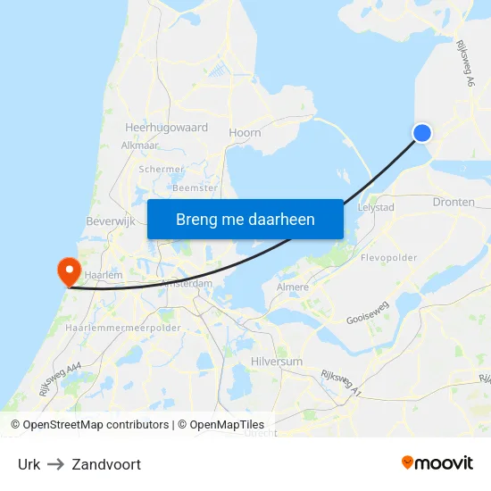 Urk to Zandvoort map