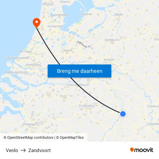 Venlo to Zandvoort map