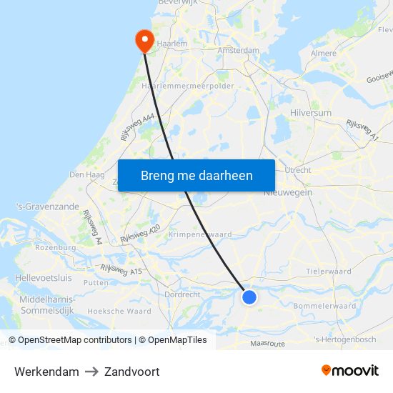 Werkendam to Zandvoort map