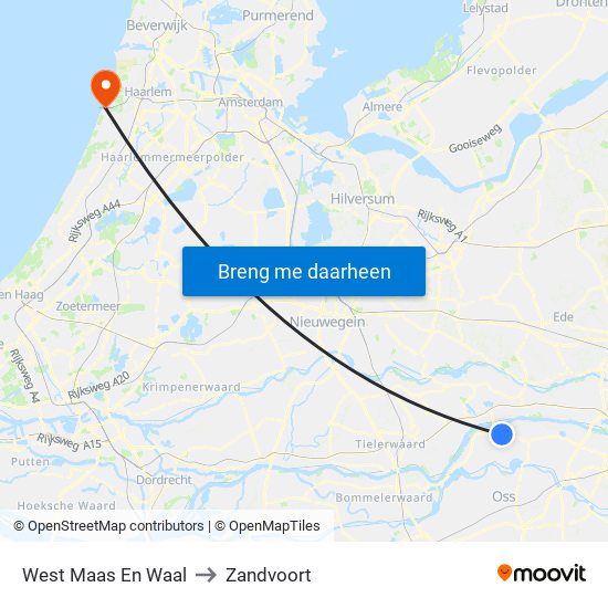 West Maas En Waal to Zandvoort map