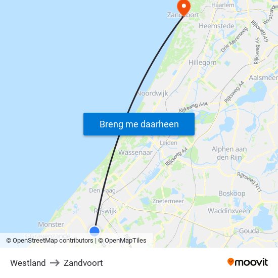 Westland to Zandvoort map