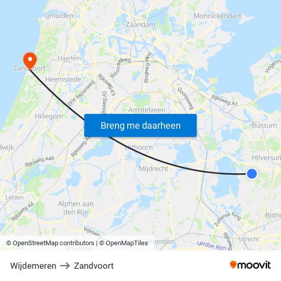 Wijdemeren to Zandvoort map