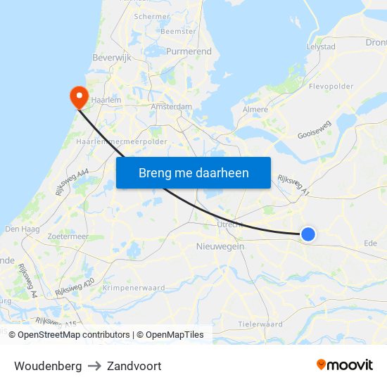 Woudenberg to Zandvoort map