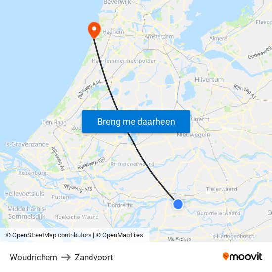 Woudrichem to Zandvoort map