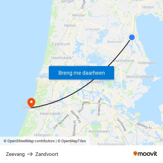 Zeevang to Zandvoort map