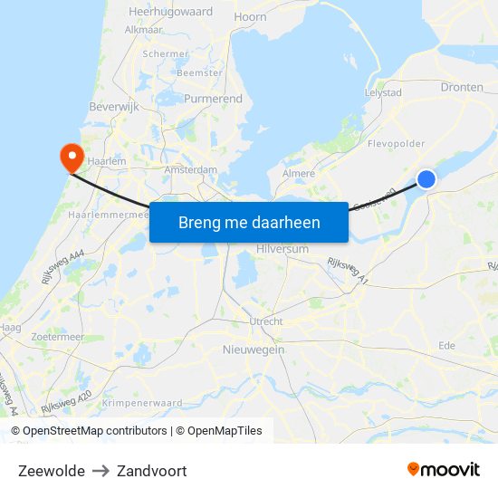Zeewolde to Zandvoort map