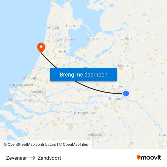 Zevenaar to Zandvoort map