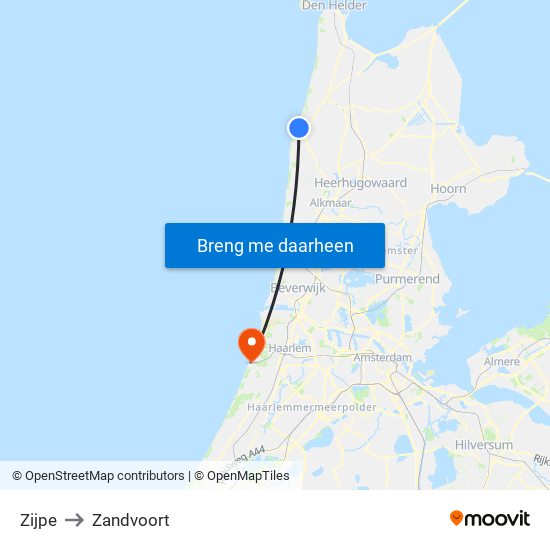 Zijpe to Zandvoort map