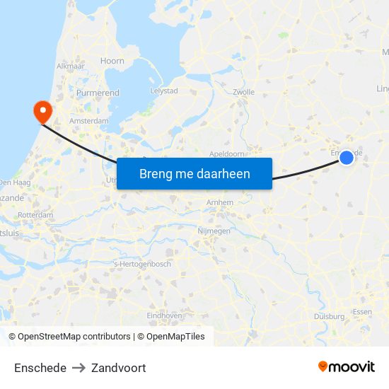 Enschede to Zandvoort map