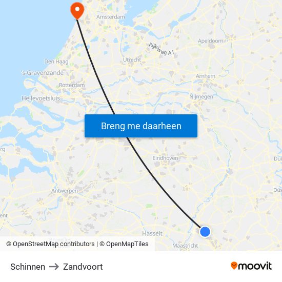 Schinnen to Zandvoort map