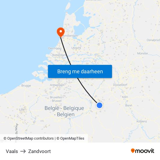 Vaals to Zandvoort map