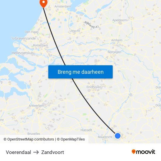 Voerendaal to Zandvoort map