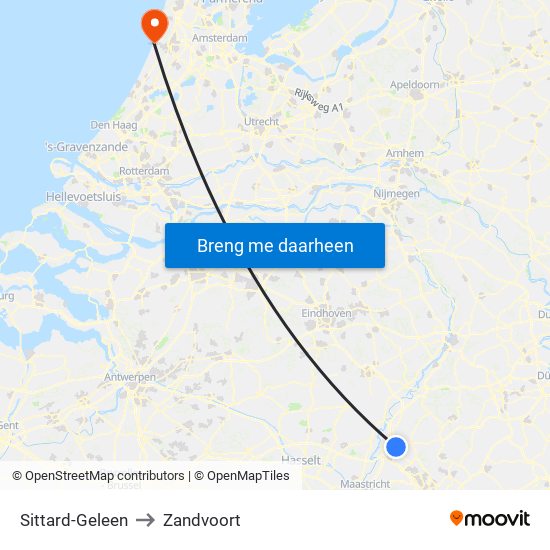 Sittard-Geleen to Zandvoort map