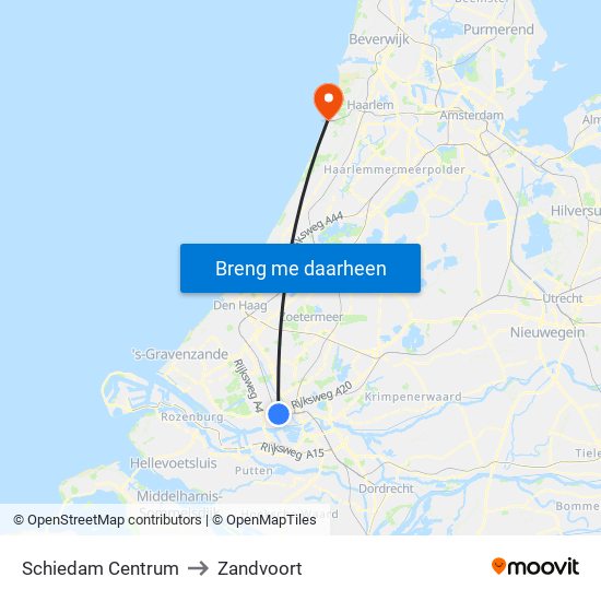 Schiedam Centrum to Zandvoort map