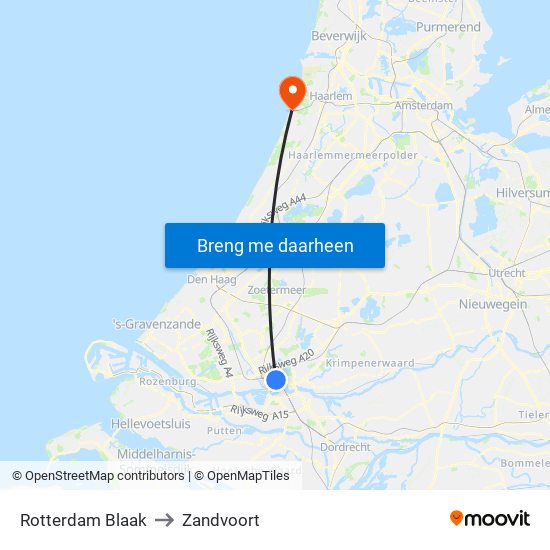 Rotterdam Blaak to Zandvoort map