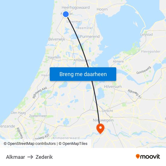 Alkmaar to Zederik map