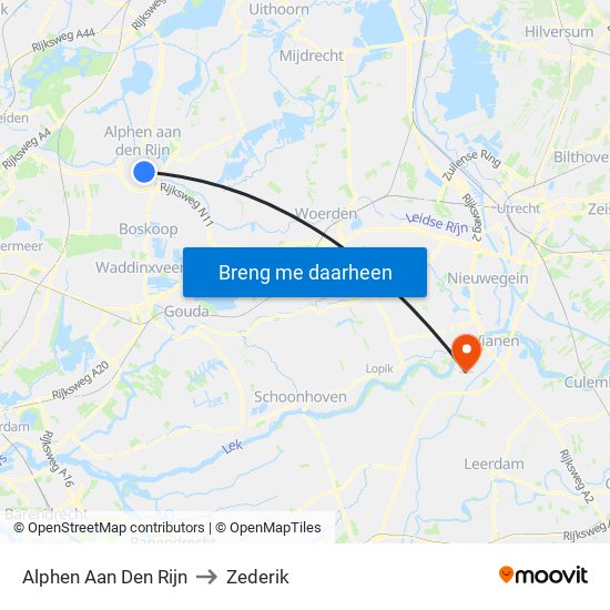 Alphen Aan Den Rijn to Zederik map