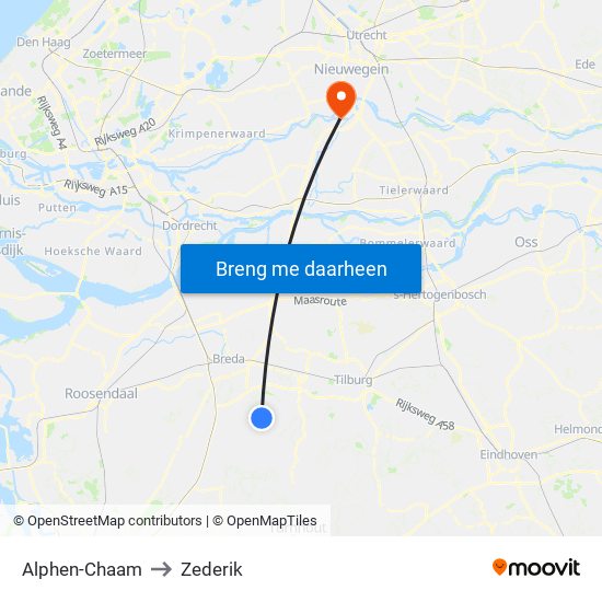 Alphen-Chaam to Zederik map