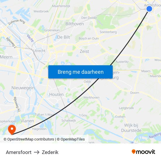 Amersfoort to Zederik map