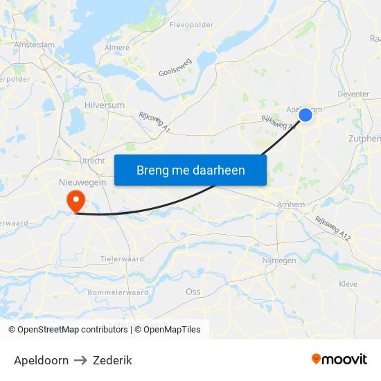 Apeldoorn to Zederik map