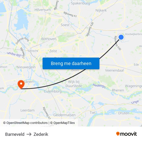 Barneveld to Zederik map